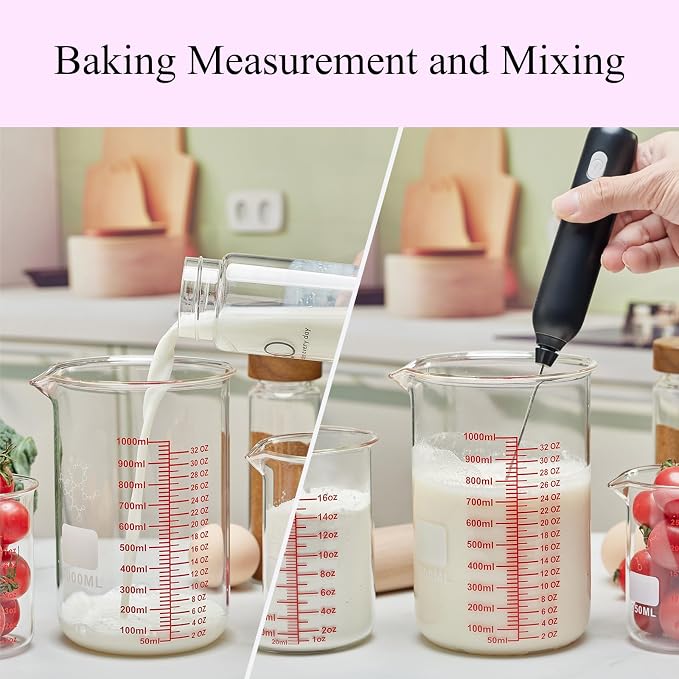 High Borosilicate Glass Measuring Cup-V-Shaped Spout,1000ml(32OZ) Glass Measuring Beaker for Kitchen or Restaurant, Easy to Read