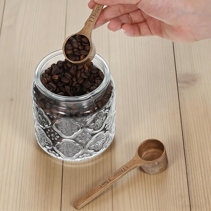 4 Pack Coffee Acacia Wooden Scoop Wooden Measuring Scoops for Canisters Jars 15ml 1 Tablespoon Small Coffee Scoop Acacia Woodens Measuring Spoons Home Kitchen Accessories for Beans Sugar Tea Bath Salt