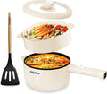 Dezin 2L Hot Pot Electric, Non-Stick Electric Pan, 700W Adjustable Power | Electric Pot for Cooking/Steak/Egg/Fried Rice/Ramen/Soup, Portable Pot for Dorm/RV/Family/Travel/Camping, Include Spatula
