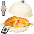 6QT Enameled Cast Iron Dutch Oven For Sourdough Bread Baking | Dutch Oven Pot With Lid,Non-stick Sourdough Baking Pan with Bread Dome,Round Ceramic Dutch Oven Pot for Homemade