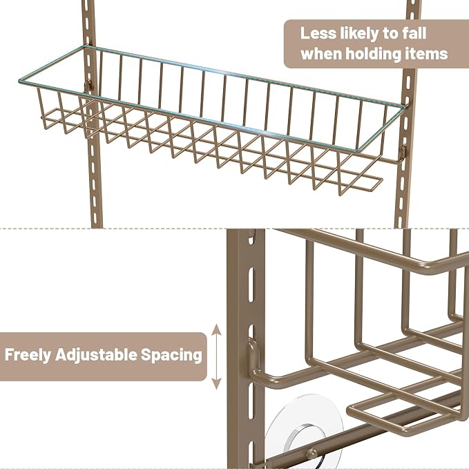 ElegantArray 10-Tier Pantry Door Organizer, Brown | Over The Door Pantry Organizer Rack and Storage, Hanging Spice Rack Shelves Door, Home Office Laundry Room Bathroom & Kitchen