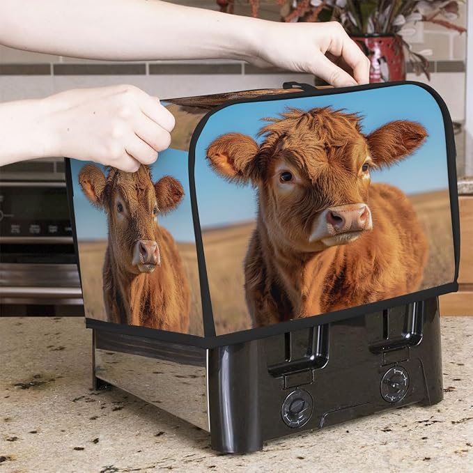2 Slice Toaster Cover Highland Cattle Cute Cow Toaster Covers Two Slice Wide Slot Waterproof and Dustproof Covers for Wide Slot Toasters and Small Appliances Kitchen Decor Gifts