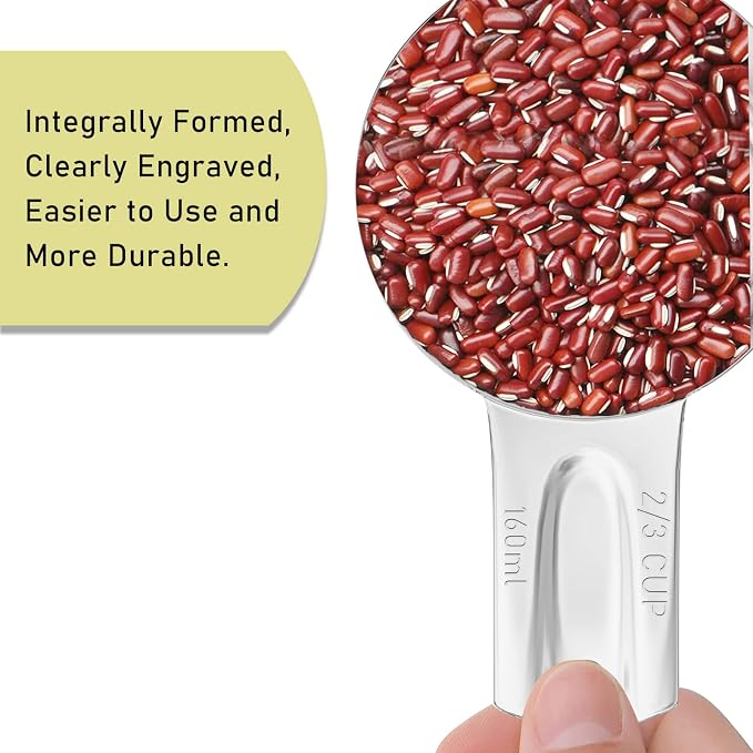 2PCS 2/3CUP(160ml, 5.3oz) Measuring Cup, 18/8 Stainless Steel Measure Scoop | High Precision, Food-Grade 304 SS, ‌Rust-Free, Dishwasher-Safe, Easy-Read Markings, Multi-Purpose, Sturdy & Durable
