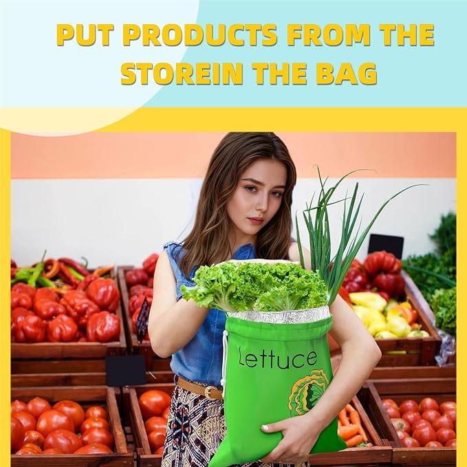 Small Mesh Drawstring Produce Bags 3 Pack | 5 Bonus Films, Washable Reusable, Refrigerator Storage, Eco-Friendly