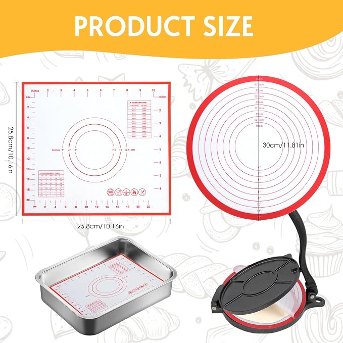 6Pcs Silicone Tortilla Press Liners Reusable 3 Square & 3 Round Mats | 6 Reusable Reusable Tortilla Liners For Various Tortilla Presses, With Customer Service Silicone Liners