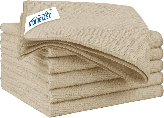 HOMEXCEL Brown Microfiber Cleaning Cloth 6 Pack 12.5 x 12.5 inch Microfiber Towels for Cars Ultra Absorbent Car Washing Cloth Lint Free Streak Free Cleaning Rags for Car, Kitchen Window