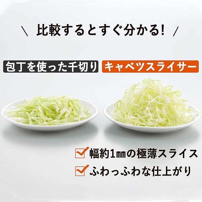 Shimomura Katsu Shop 35950 Cabbage Slicer, Wide (Made in Japan), Fluffy Julienne with 0.04 inch (1 mm) Wide, Sharp Sharp, Slice Whole Half-Ball with Holder