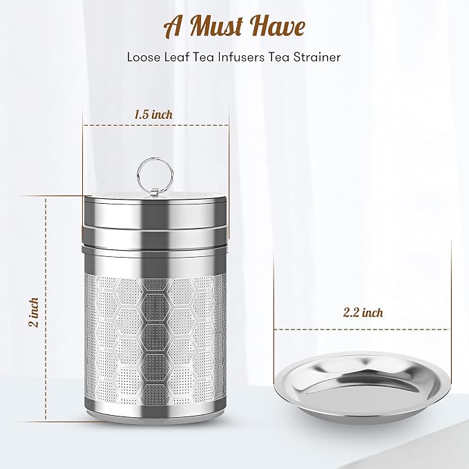 Tea Infusers for Loose Tea (1 Pack), 18/8 Stainless Steel Tea Strainer, Extra Fine Mesh Tea Diffuser for Brewing Tea, Spices & Seasoning | Versatile for tea, spices & seasonings, fine mesh traps sediment, dishwasher-safe
