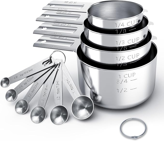 TILUCK Stainless Steel Measuring Cups & Spoons Set, Cups and Spoons,Kitchen Gadgets for Cooking & Baking (10)