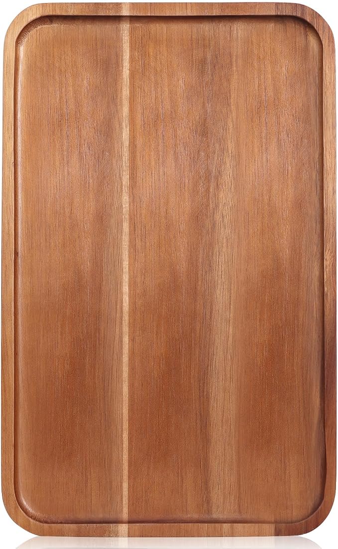 Large Wooden Tray for Party Food Charcuterie Boards Wood Serving Platters | Rectangle Acacia Wood Dessert Cheese Trays Appetizer Snack Plate Dish Fruit Platter for Kitchen Counter Decor Coffee Bar Tray