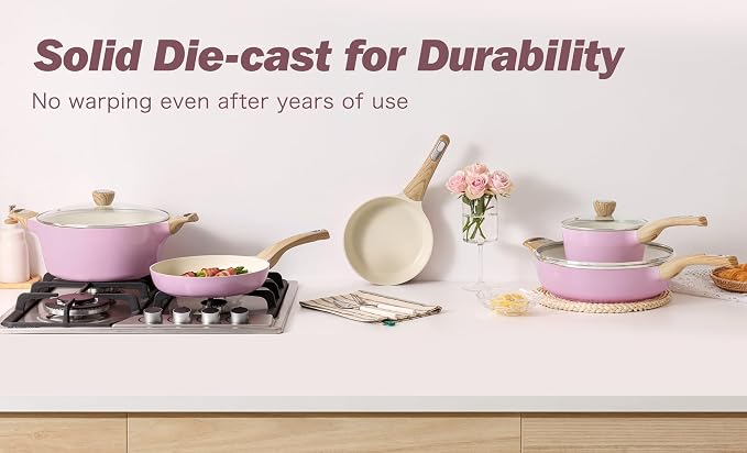 SENSARTE Ceramic Pots and Pans Set Nonstick, Kitchen Cookware Sets, 14-Piece Induction Cookware, Non-toxic Healthy Non Stick Cooking Set, with Frying Pans Set, PFAS PTFE PFOA PFOS Free