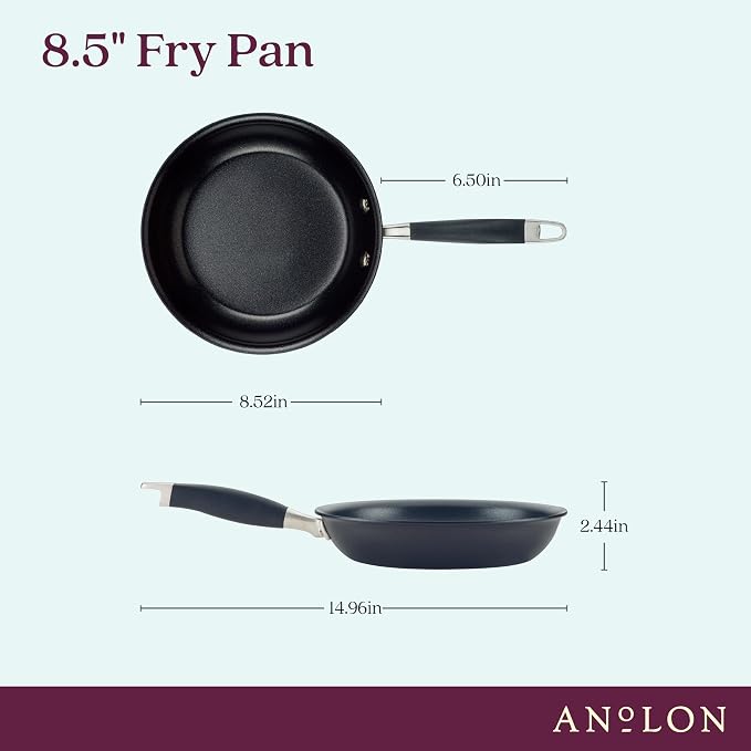 Anolon Advanced Home Hard-Anodized Nonstick Frying Pan, 8.5-Inch Egg Pan, Onyx