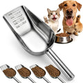 Dog Food Scoop Stainless Steel with Long Handle, Precise Measuring Cups | 1.5, 1 1/4, 1, 3/4, 1/2 Cup, Pet Scoop for Cats, Rabbits, Animals, Metal Spoon for Dog Food Storage (2CUP)