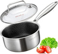 DELARLO Tri-Ply Stainless Steel Hybrid Non Stick Saucepan 2.5 Quart | Small Sauce Pot, Induction Cooking Saucier, Honeycomb Heavy Duty Sauce Pan Cookware, PFOA&PTFE Free