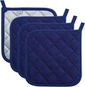 Joyhalo 4 Pack Pot Holders for Kitchen Clearance | Cotton Oven Holder with Great Heat Resistance, Potholders Sets for Kitchen, Countertops, Hot Pots and Pans, Dark Blue