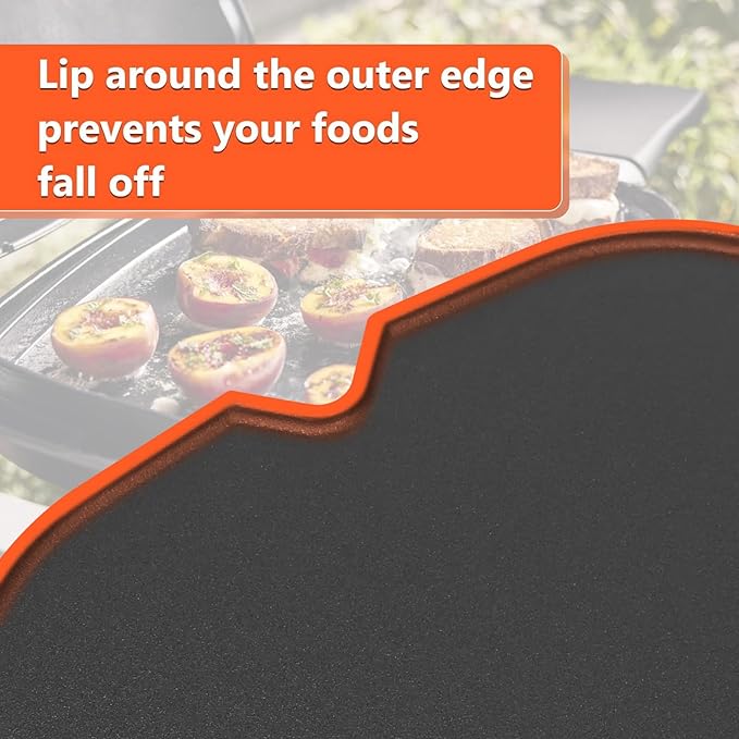QuliMetal Cast Iron Griddle for Weber Q2000N, Q2200N, Q2600N+ & Q2800N+ | Half griddle design allows simultaneous griddle and grate cooking, ideal for breakfast, seafood, bacon and vegetables.
