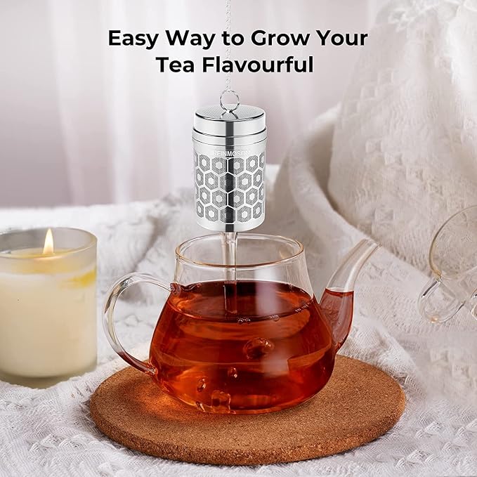 2 Pack Reinmoson 304 Stainless Steel Tea Strainers for Loose Tea 1.5”x2.2” | Extra Fine Mesh Tea Infuser for Loose Leaf Tea Steeper, Updated Slim Threaded Lid Tea Ball for Cup, Mug, Teapot, Kettle