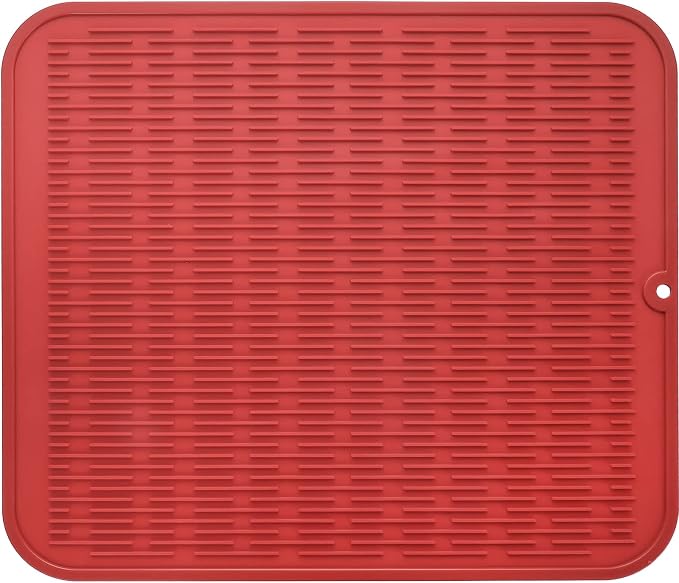 MicoYang Silicone Dish Drying Mat for Multiple Usage,Easy clean,Eco-friendly,Heat-resistant Silicone Mat for Kitchen Counter or Sink,Refrigerator or Drawer Liner Red 2XL 24 inches x 18 inches