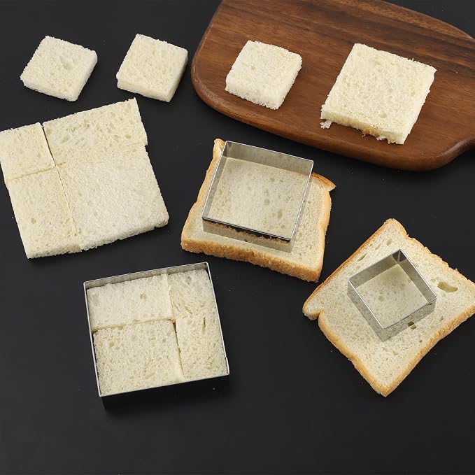Square cookie cutters ANCKNE Stainless Steel Rectangle Biscuit Molds Square Pastry Molds Fondant Cake Cookie Cutter Set (2 "and 3" and 4 "and 5") 4pcs