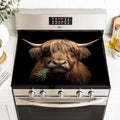Highland Cow Stove Top Cover, Brown Highland Cow Farmhouse Style | Non-Slip Washable Cooktop Protector Mat for Glass & Electric Stoves, 28.4 x 20.5 in