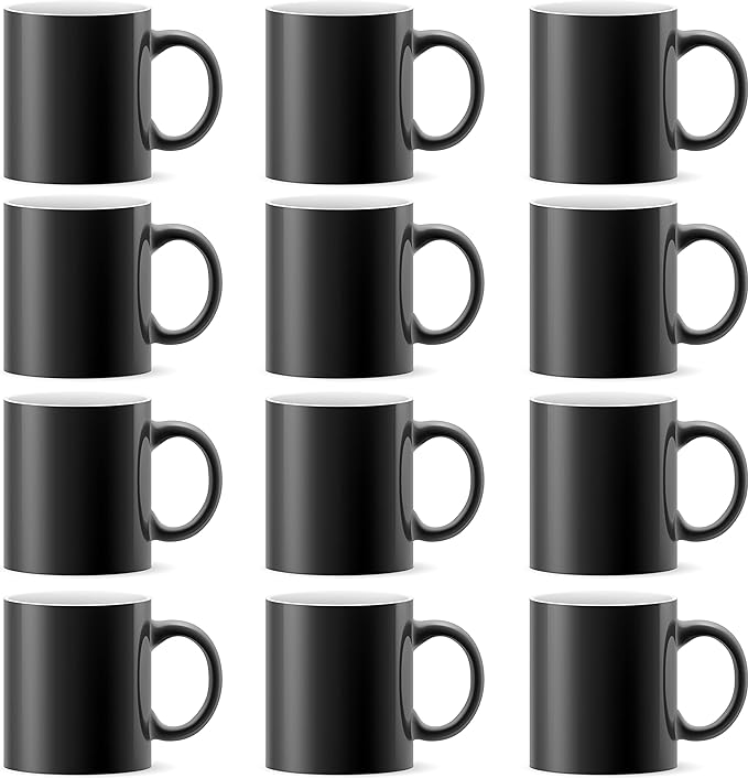 TANGLONG 11oz Tazas Magicas Para Sublimacion Mug Set of 12-Color Changing | Tazas Para Sublimar,Ceramic Cup,Sublimation Blanks,Heat Sensitive Coffee Mugs for gifts,summer, casual, beach, party