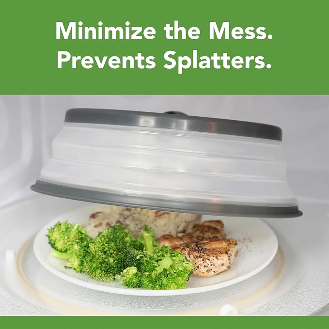 Tovolo Collapsible Microwave Splatter Cover, Charcoal Gray, Medium 10.5" in