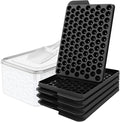 Mini Ice Cube Trays for Freezer with Lid, 0.55" Pebble Ice | 4 Trays-Black, with Ice Box & Scoop. for Coffee, Bottle, Juice & Drinks, Easy Twist Release, Stackable