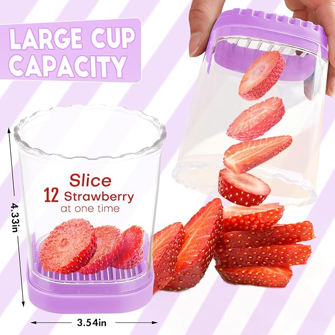 Creative Strawberry Slicer, Detachable Cutter with Push Plate (Purple)