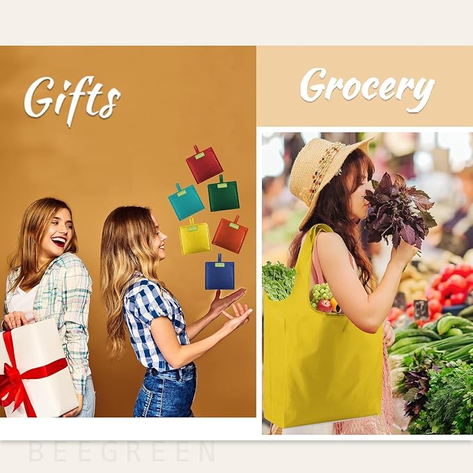 BeeGreen Green Reusable Grocery Bags Wholesale Moss Green Reusable Kitchen Bags Bulk Foldable-Machine Washable with Zipper Storage Pouch 50 Packs