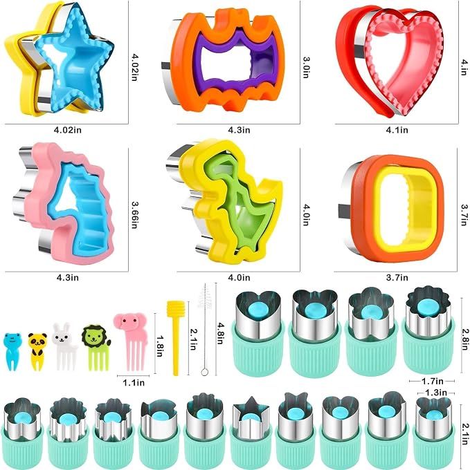 32PCS Sandwich Cutters for Kids Lunch, Crustless Sandwich Maker | Sandwich Cutter and Sealer Round Cookie Cutters Bread Decruster School Lunch Bento Box Accessories for Kids Children