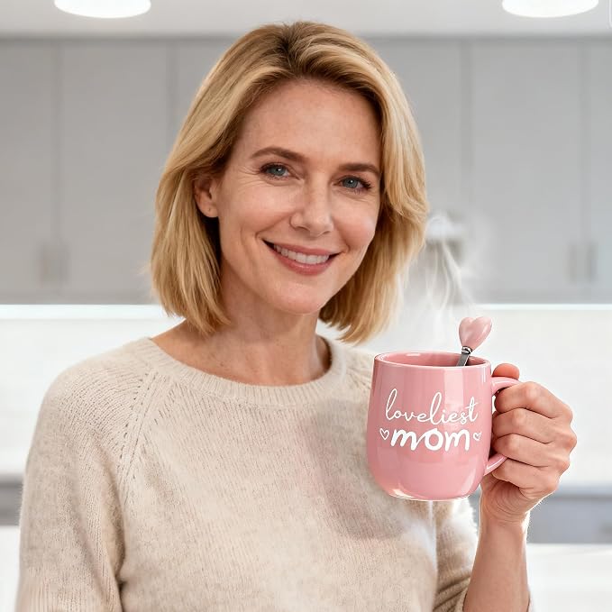 Gifts for Mom from Daughter Son Loveliest Mom Cup Trinket Dish | Mom Birthday Gift,Cup,Jewelry Dish, Spoon with Gift Box, Gift For Mom Birthday Anniversary Mother Day For Mother Mama