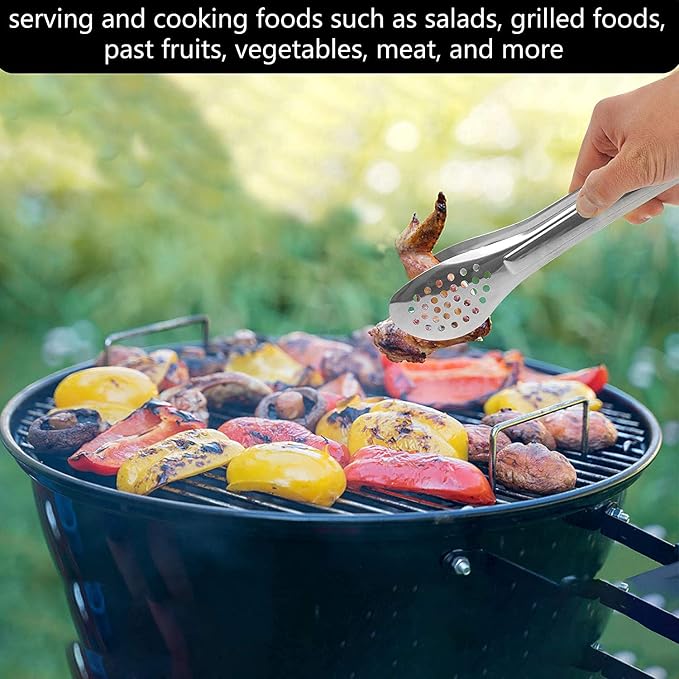 6 Pack Serving Tongs for Buffet Stainless Steel Serving Utensils 7,9,12Inch | Silver stainless steel; 7, 9 and 12 in sizes; open non-locking design for buffets, parties, catering and table service