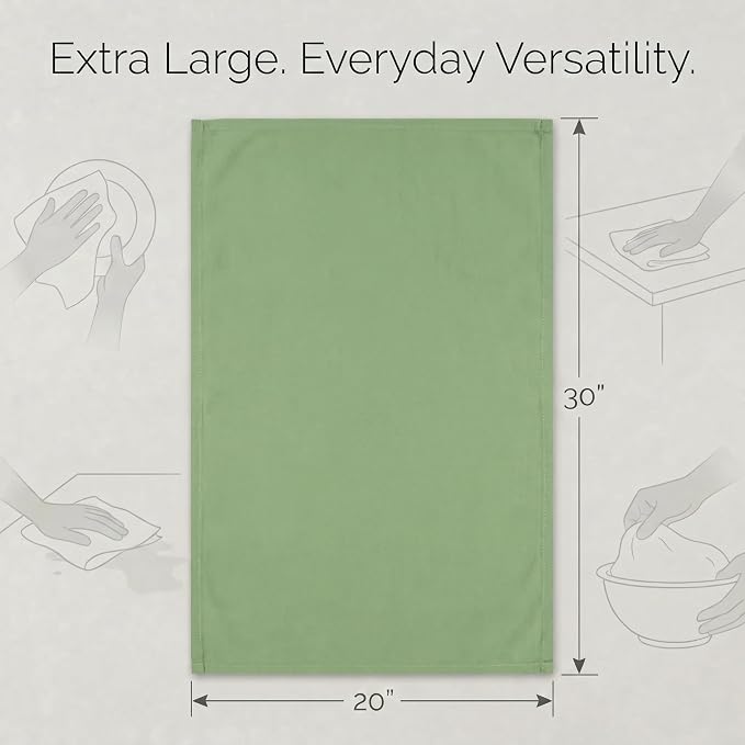 Urban Villa Kitchen Towels Cotton Dish Towels 20”x30” (Set of 6) Green