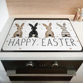 Happy Easter Glass Stove Top Covers for Electric Stove,Spring Rabbit Bunnies Polka Dots Heat Resistant Cooktop Protector Non-Slip Washable Dish Drying Mat Rug Pad for Kitchen Decor 28"x20"