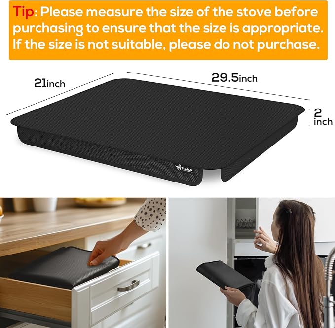 FLASLD Soft Gas Stove Burner Cover Fabric Mat, 29.5×21 Inches Foldable Easy Clean Gas Stove Protector, Anti Dust Stove Covers, Washable Stove Guard Top Protector