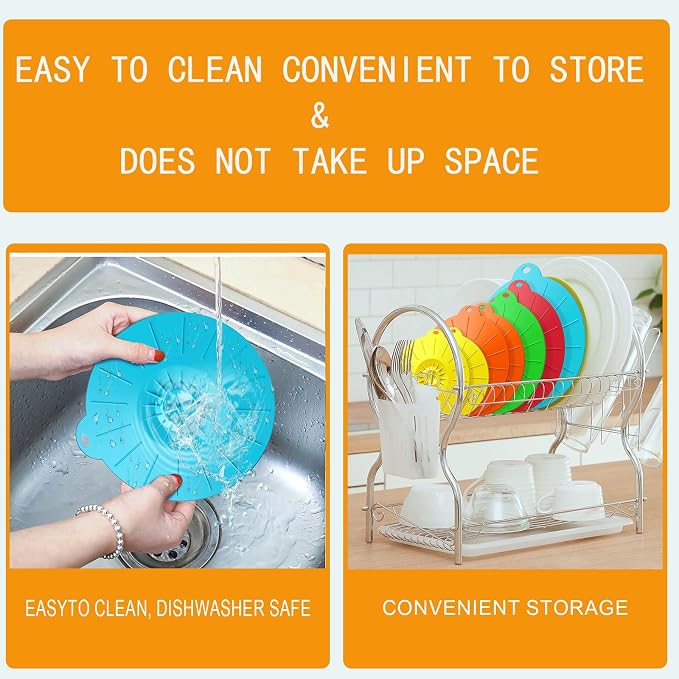 7 Pack Silicone Lids Microwave Splatter Cover, 5 Sizes Reusable Heat Resistant Suction Lids for Bowls Plates Pots Pans Oven Fridge, BPA Free, Ideal Mother's Gift