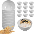 HEYCOME 12 Pcs Unbreakable Rice Bowls Set, 26 Oz Wheat Straw Bowls Set, Microwave & Dishwasher Safe Bowl for Kitchen, Reusable Plastic Bowl for Soup, Salad and Snack, BPA Free, White Gray