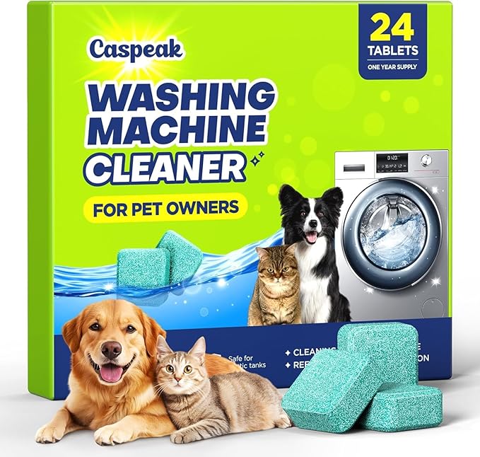 5X Power Deep Cleaning Washing Machine Cleaner Tablets, No More Odor & Pet Fur Enzyme Washing Machine Cleaning Tablets, Washer Cleaner For HE Top Front Load, Septic Safe, 24 Counts/1 Year Supply