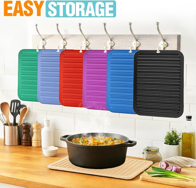 Silicone Trivets for Hot Pots and Pans - 2 Heat Resistant Pot Holders Silicone Trivet Mat Multipurpose Counter Pads (Beige)