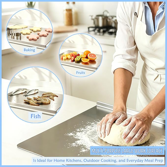 3-Piece Large 100% Pure Titanium Cutting Board with Lip, 2026 New Titanium Cutting Boards for Kitchen Dishwasher Safe, Metal Meat Chopping Board Mat Set for Stainless Steel & Food Prep (L+XL+XXL)