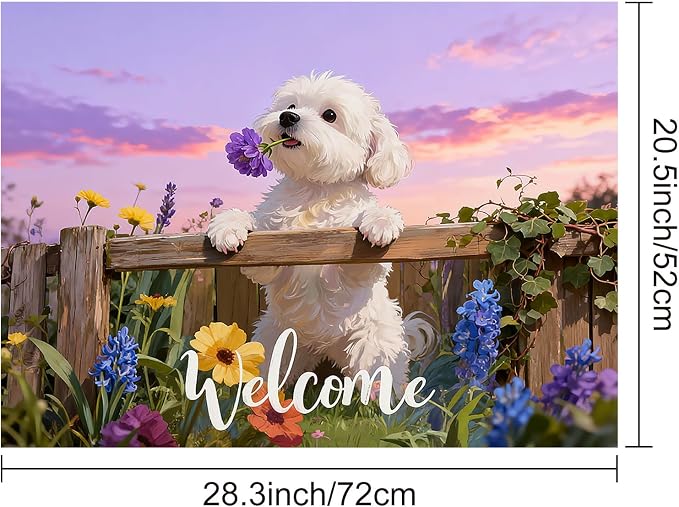 HOMETITUTE Spring Stove Top Covers for Electric Stove 28x20 Inches Puppy Flower Garden Sunset Heat Resistant Glass Cooktop Protector Pad Decorative Stovetop Cover Dish Drying Mats for Kitchen Decor