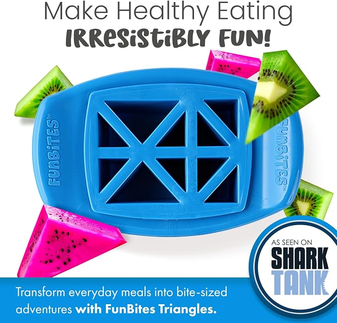 Sandwich Cutter for Kids Lunch, Crustless Bento 2-Pc Set, 1 Pack | Blue Triangles food cutter for toddlers, bite-size uncrustable shapes, bento lunch accessory, BPA-free, dishwasher safe