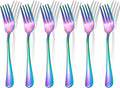 Rainbow Forks Silverware Set Of 6 Pieces, Stainless Steel Forks, Mirror Polished Fork Set, Cutlery Utensils Set of forks, Apartment Essential Flatware