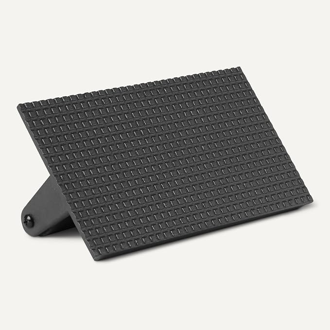 Amazon Basics Smash Burger Press, Cast Iron Bacon Press with Wooden Handle, Grooved Bottom for Grill Marks, Rectangle 8.1 x 4.2 Inch, Black, 1-Pack