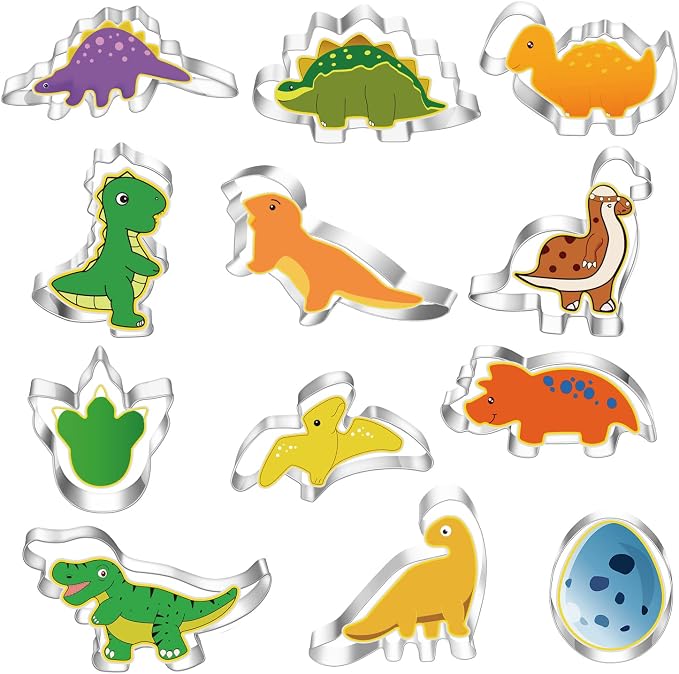 MrCookie Small Sizes Dinosaur Cookie Cutters Set,Stainless Steel.