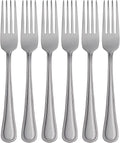 Oneida Tress Dinner Forks Silverware Set for 6, Flatware | mirror finish, platinum trim | dishwasher safe | 7.9 inch length, cutlery set, utensil set | 0.95 inch