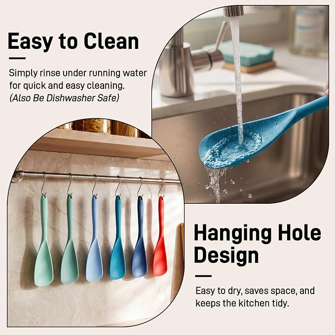 3 PACK Silicone Cooking Spatula & Spoon for Nonstick Cookware, BPA-Free | Multifunction Spoonula for Baking, Cooking, Serving, Mixing, Stirring, Scoop, Scrape - One-Piece Formed, Dishwasher Safe