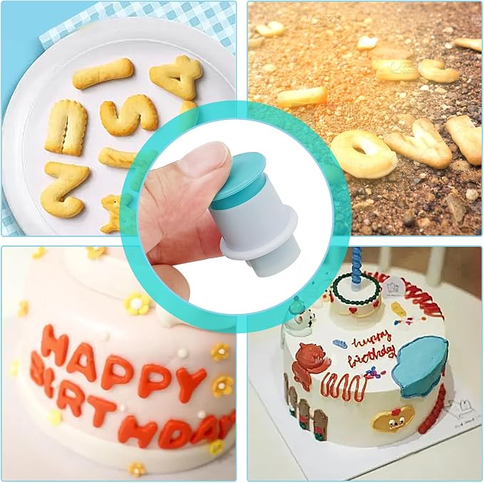 26PCS/Set Cookie Stamp Impress Cookie Cutters Alphabet Letter Cake Biscuit Mold Letter Shape DIY Cookie Biscuit Alphabet Cake Tool Embosser Cutter (Lower Case Shape with Number)