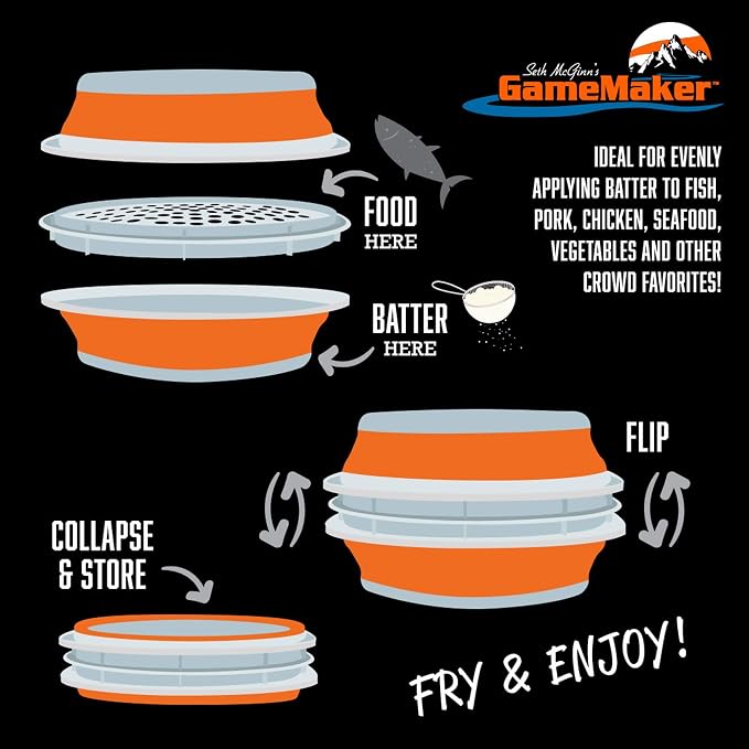 CanCooker Collapsible Plastic Batter Bowl | Mess-Free Breading Shaker Container & Mixer | Ideal for Fish Fry, Fried Chicken, Onion Rings, Wings & More | Breading Shaker Container & Mixer | Ideal for Fish Fry Fried Chicken & Wings