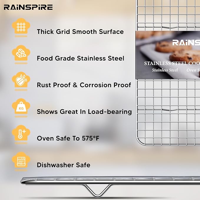 Cooling Rack Stainless Steel, Heavy Duty Cooling Racks for Cooking and Baking, Oven Safe Wire Rack for Cooking, Baking Rack for Oven Cooking Fits Jelly Roll Pan, 10" x 15", 1-Pack